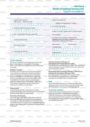 HMRC P45 Part 2