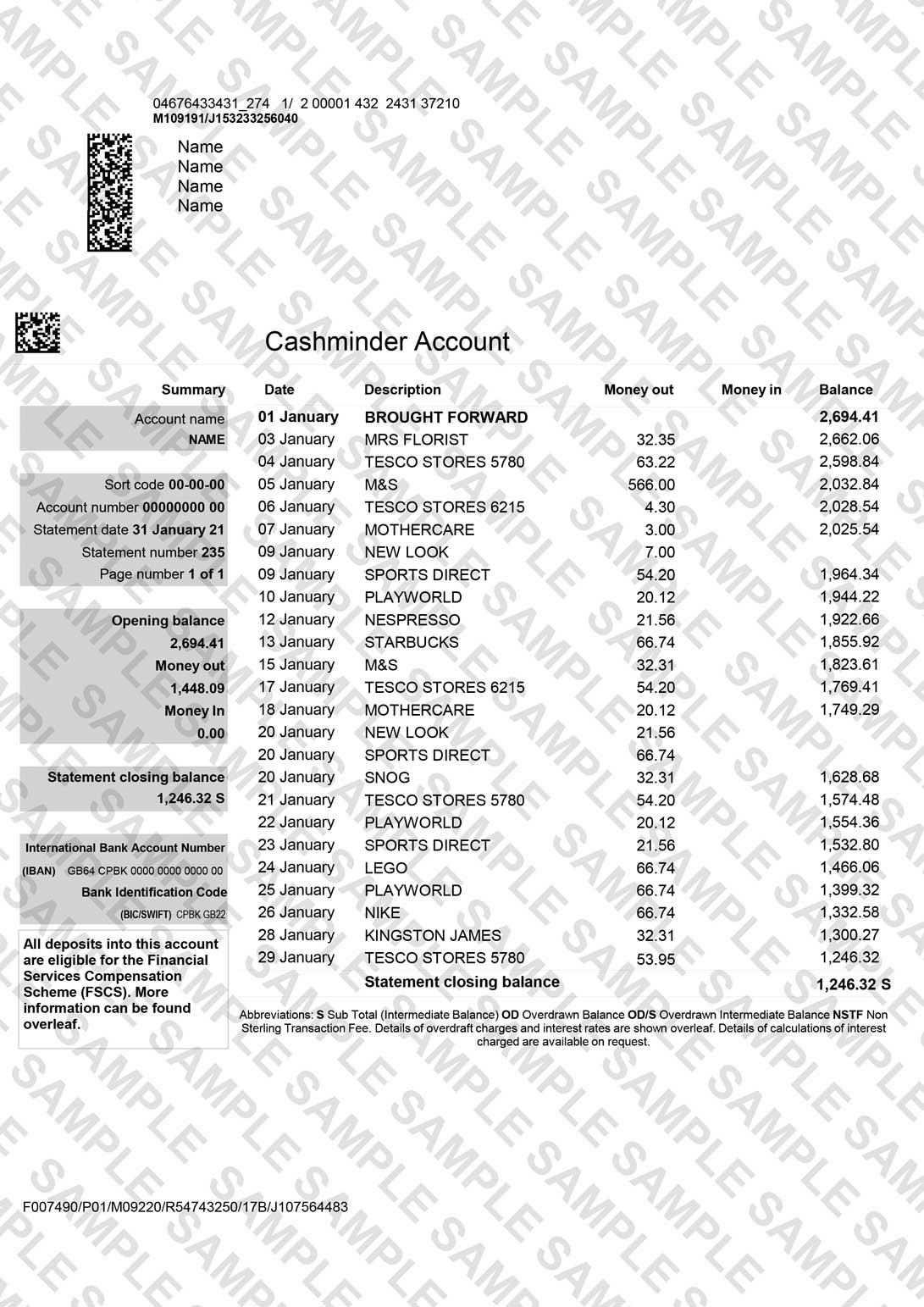 Co-operative Bank Statement