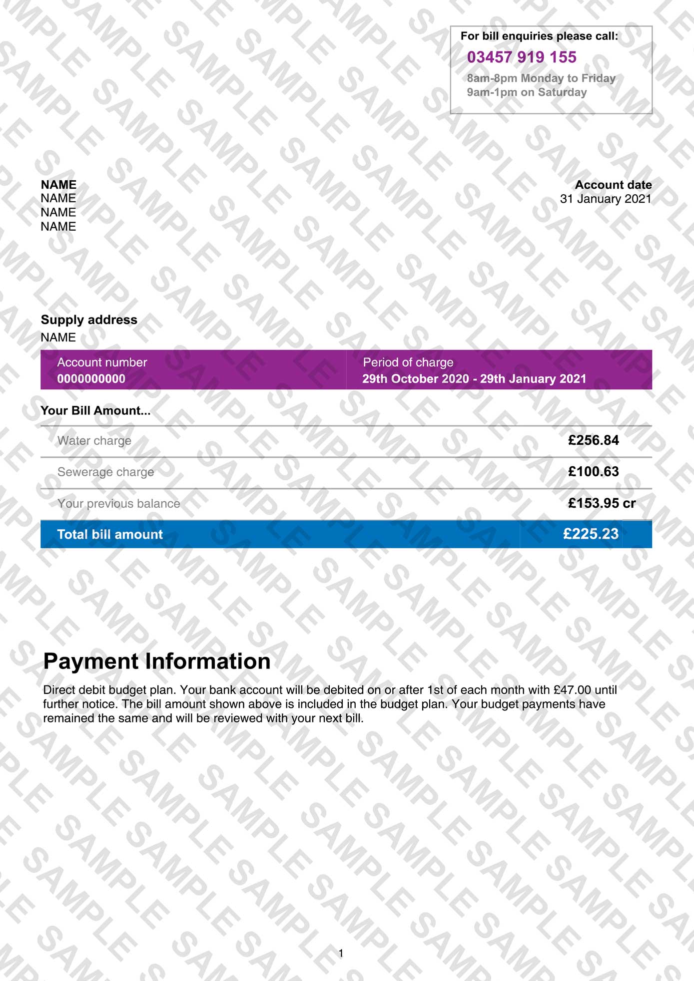 Anglian Water Utility Bill